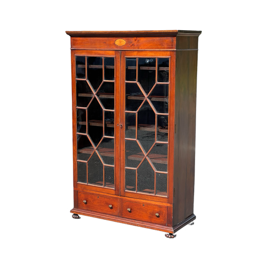 Antique Federal Style Mahogany Glass Door Bookcase c. Late 1800s