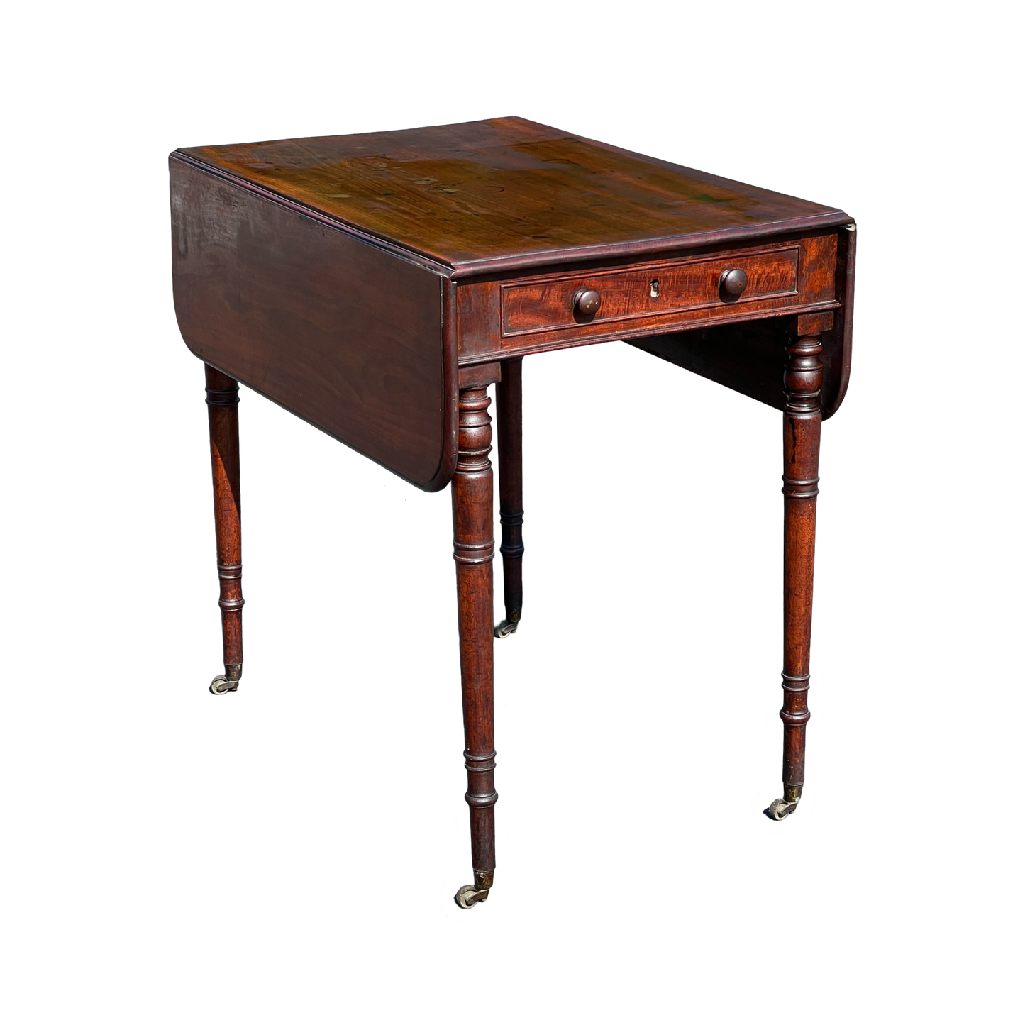 Antique Mahogany George III Sheraton Drop Leaf Table c. Late 18th Century