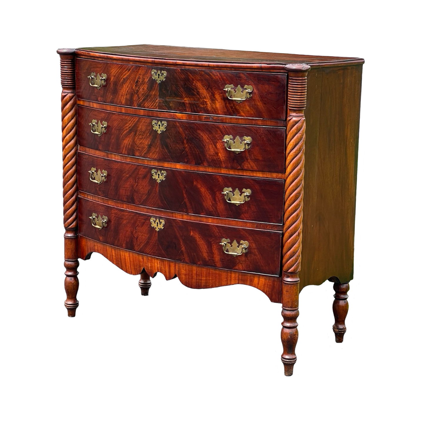 Fine Sheraton Mahogany Bowfront Four Drawer Chest c. 1830