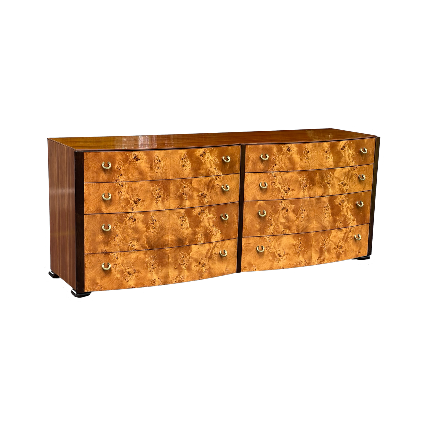 Modern Briar Burl Wood Eight Drawer Chest by Hickory White