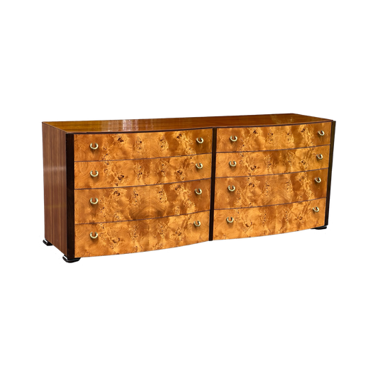 Modern Briar Burl Wood Eight Drawer Chest by Hickory White