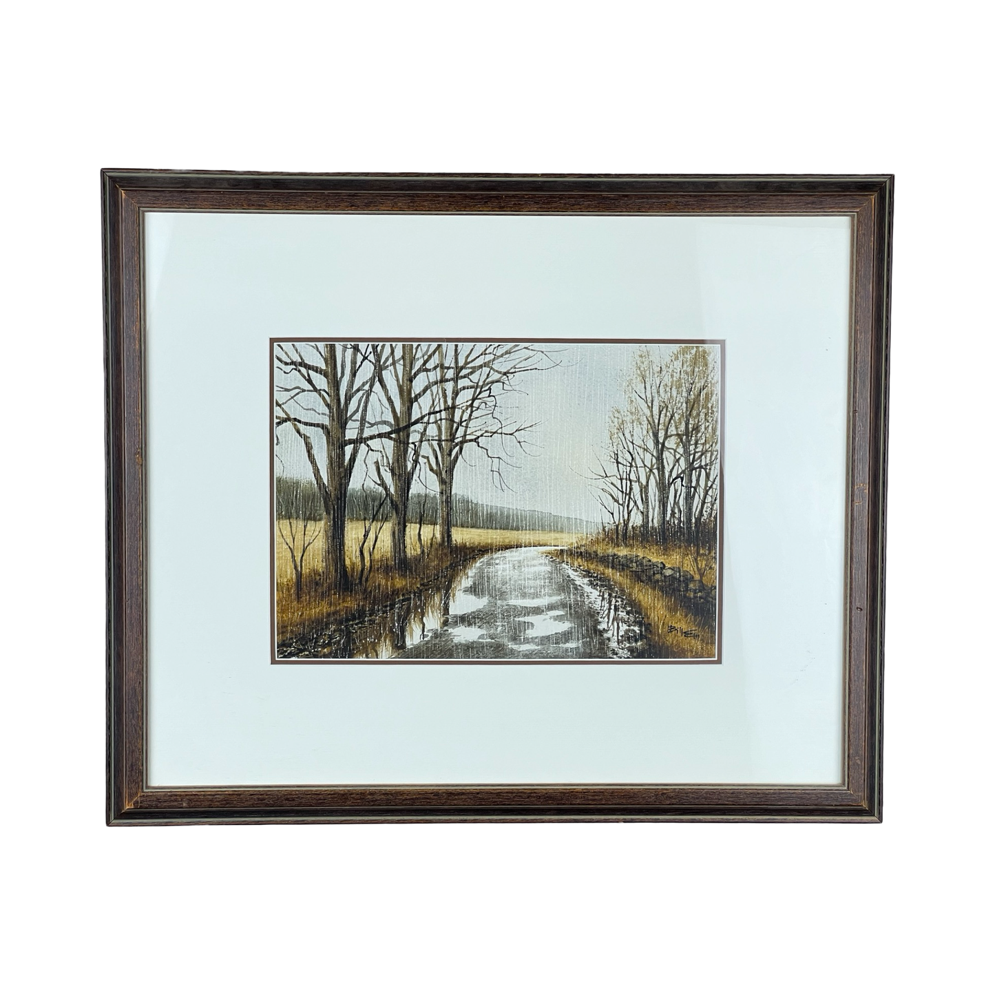 “Heavy Rain” Framed Watercolor by Bill Ely 1990