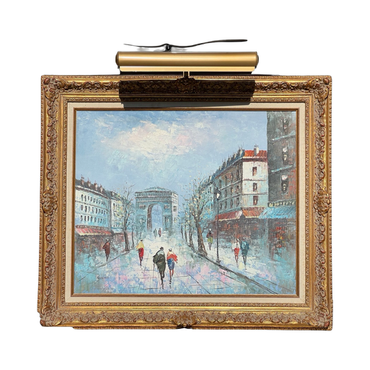 L’Arc de Triomphe Impressionist Paris Street Scene Oil on Canvas by Listed Artist Xavier Rabous