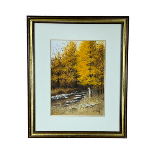 “Autumn Stream” Framed Watercolor by Bill Ely 1991